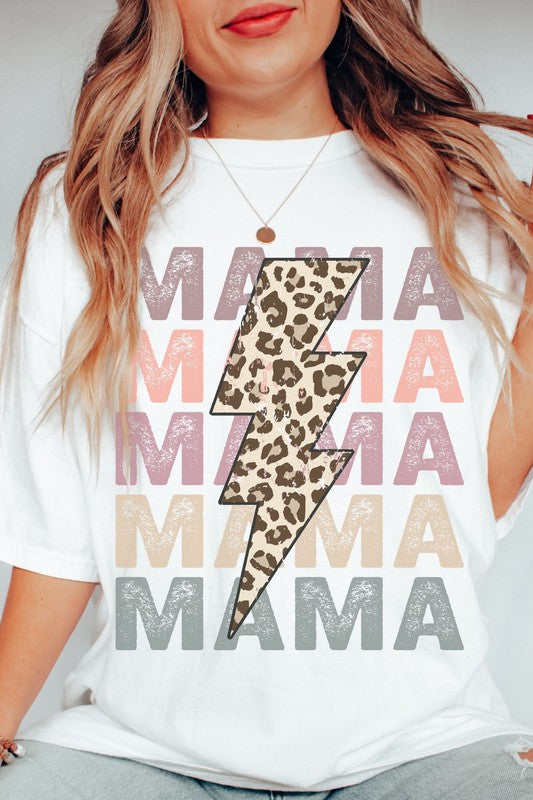 Mama Stacked Cheetah Oversized Graphic Tee