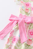 Pink floral print ruffle girl dress